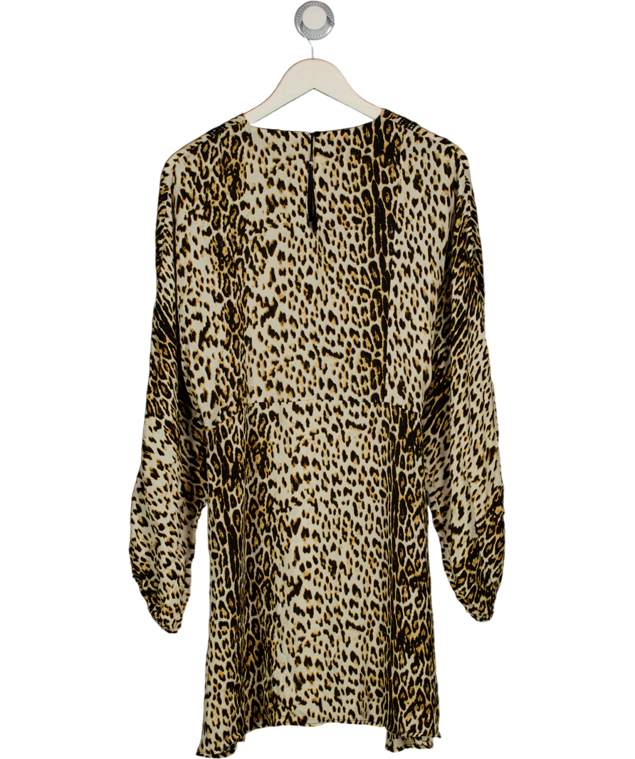 River Island Brown Leopard Print Tie Waist Dress UK 14