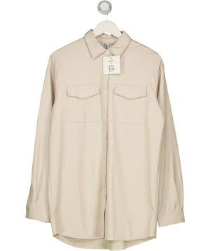 SUNDAR BAY X Ces Cream Faux Leather Shirt Jacket UK 10