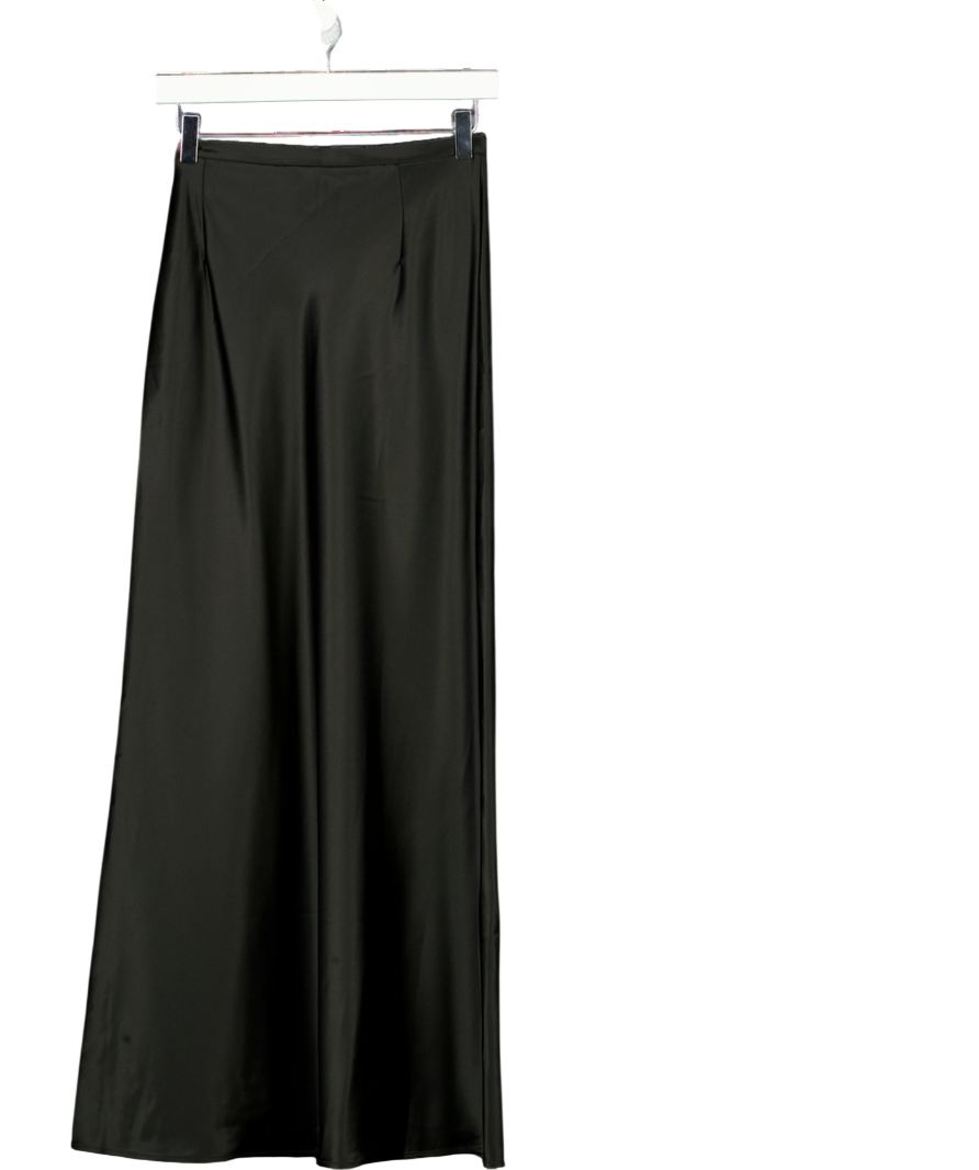 ALMADA LABEL Black Eni Satin Midi Slip Skirt UK S