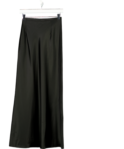 ALMADA LABEL Black Eni Satin Midi Slip Skirt UK S