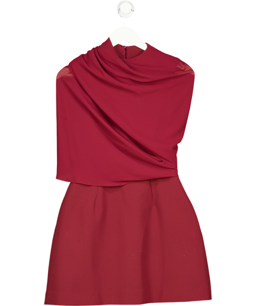 ODDMUSE Burgundy Red Gathered Mini Dress UK S