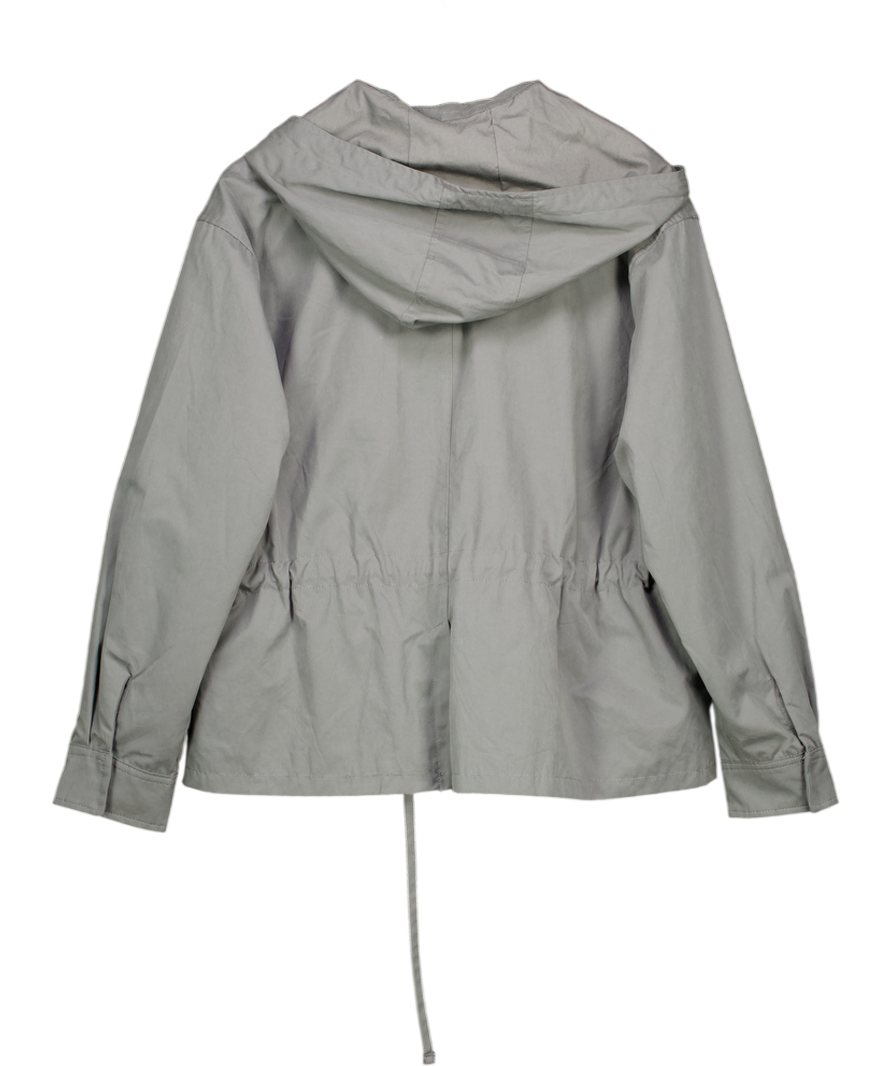 ZARA Grey Drawstring Waist Hooded Jacket UK XS