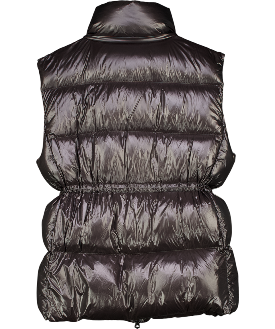 H&M Black Longline Down Feather Filled Puffer Gilet With Drawstring Waist UK M