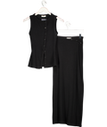 kookai Black Bec Button Tank & Carter Maxi Skirt UK 8