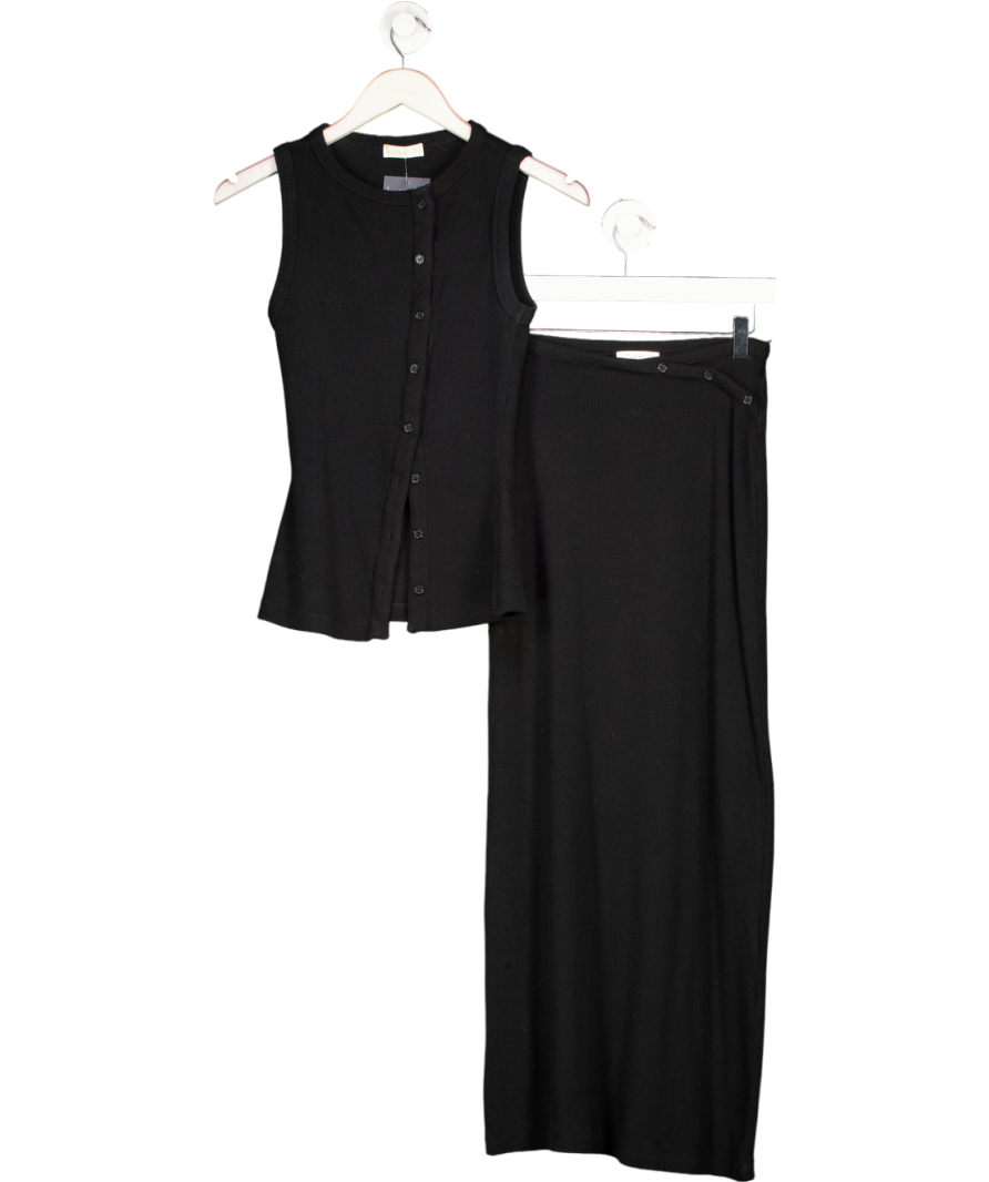 kookai Black Bec Button Tank & Carter Maxi Skirt UK 8