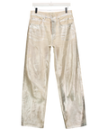 ZARA Cream / Silver Foiled Straight Leg High Rise Jeans UK 12