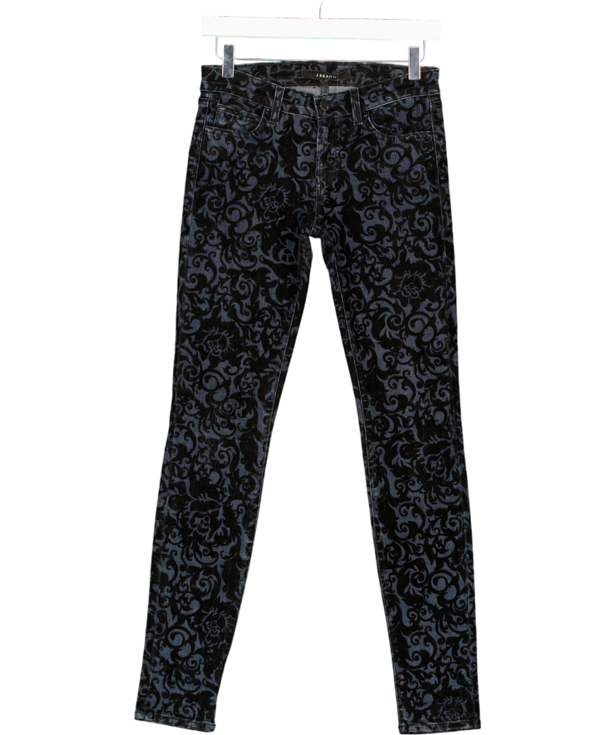 J BRAND Black Skinny Leg Brocade Jeans W25