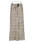 ME + EM Cream / Brown Silk Linear Keys Print Wide-leg Pant UK 10
