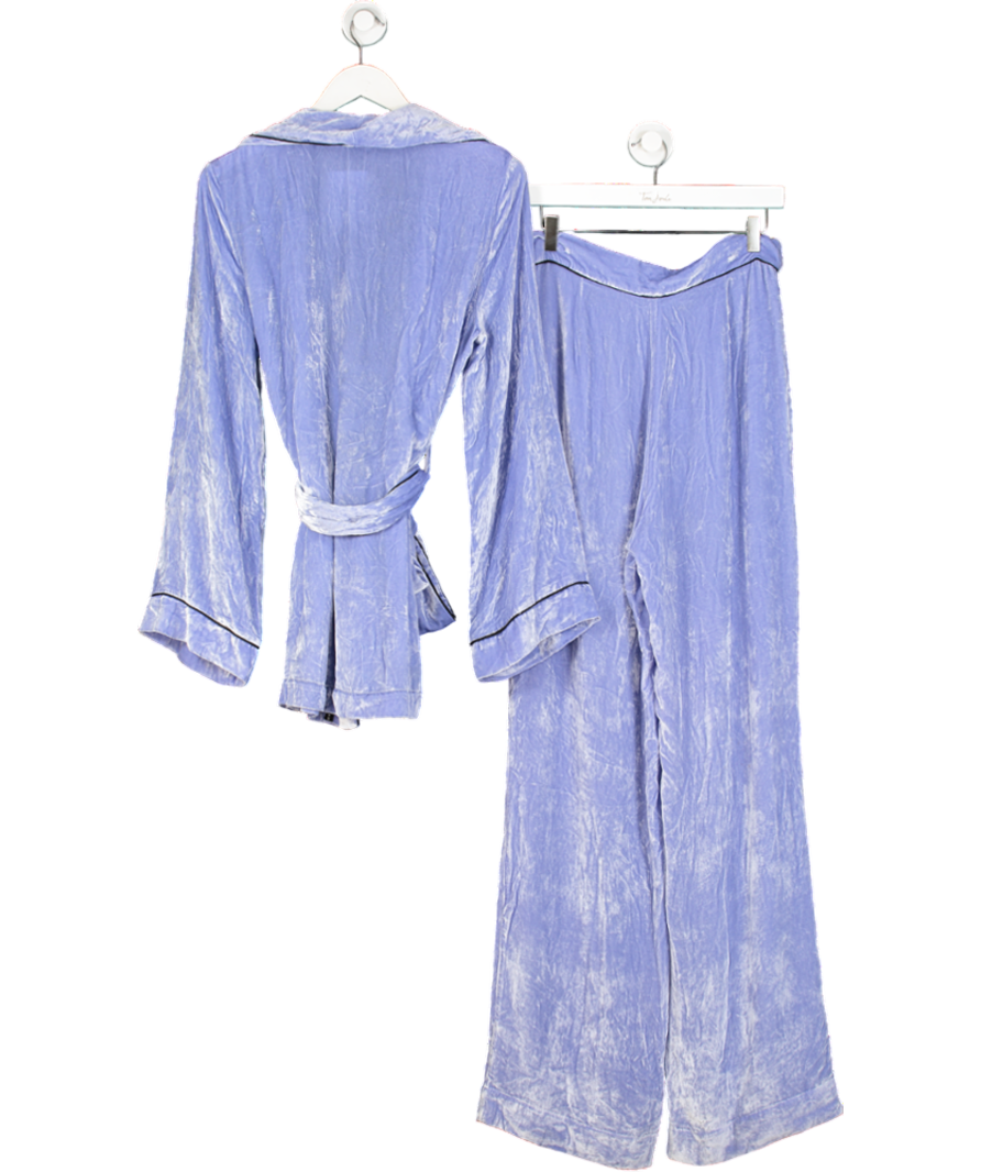 Sleeping With Jacques Purple Velvet Robe And Pyjama Bottoms UK 10