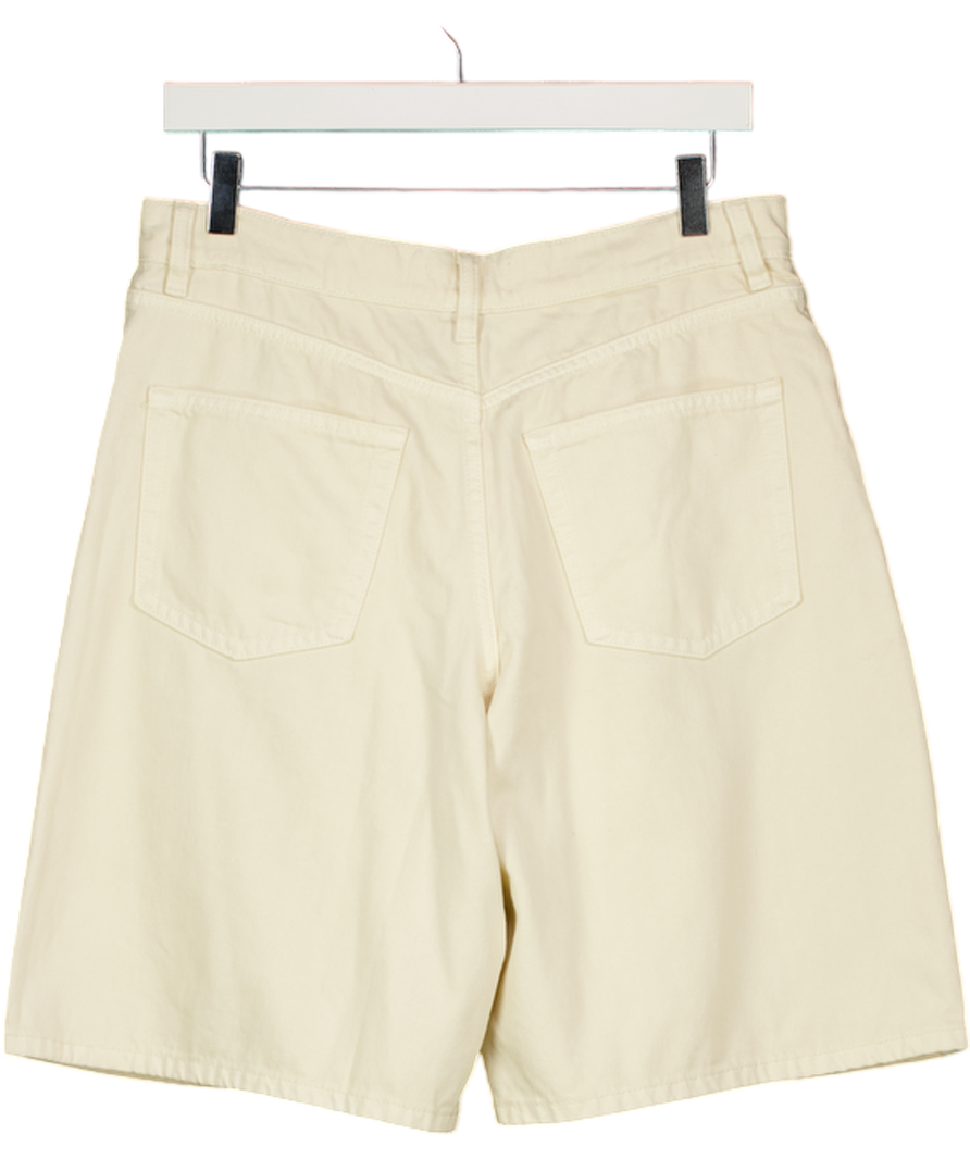 M&S Cream Denim Pleat Front Wide Shorts UK 12