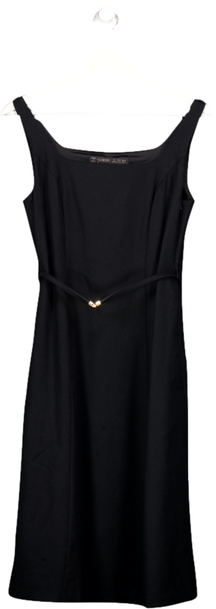 Goelia Black Worsted Wool Vest Dress With Belt UK 8