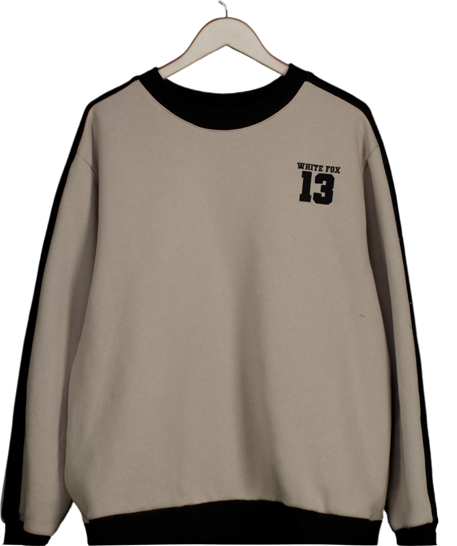 White Fox Beige Play For It Oversized Sweatshirt UK L/XL