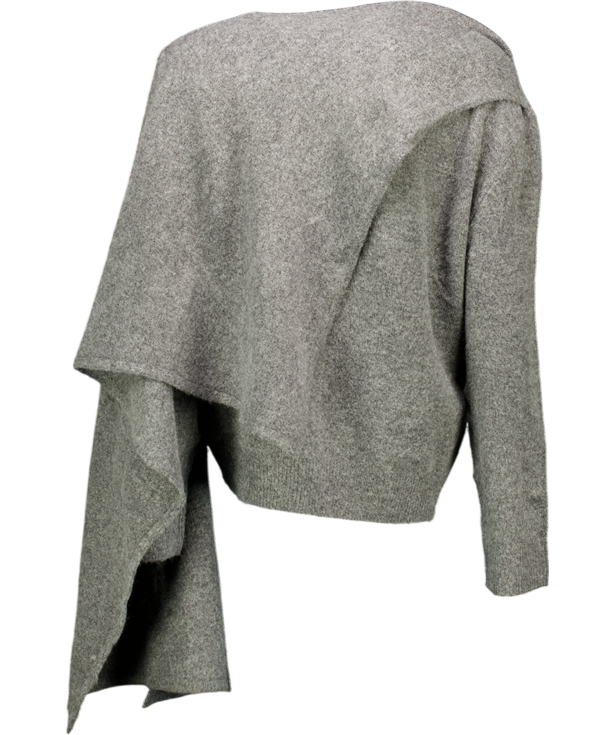 JDY Scarf Detail Knitted Jumper In Dark Grey UK XS