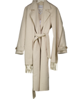 FOREVER NEW Belted Formal Coat With Tassel Scarf With Wool In Cream UK 10