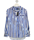 Polo Ralph Lauren Blue Satin Striped Pajama-style Shirt UK S