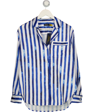Polo Ralph Lauren Blue Satin Striped Pajama-style Shirt UK S