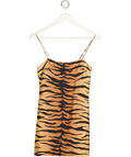 Réalisation Black / Brown Christy Tiger Print Silk Mini Dress UK S