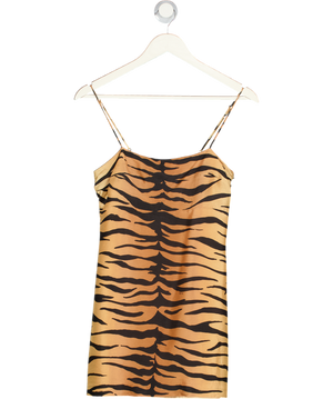 Réalisation Black / Brown Christy Tiger Print Silk Mini Dress UK S