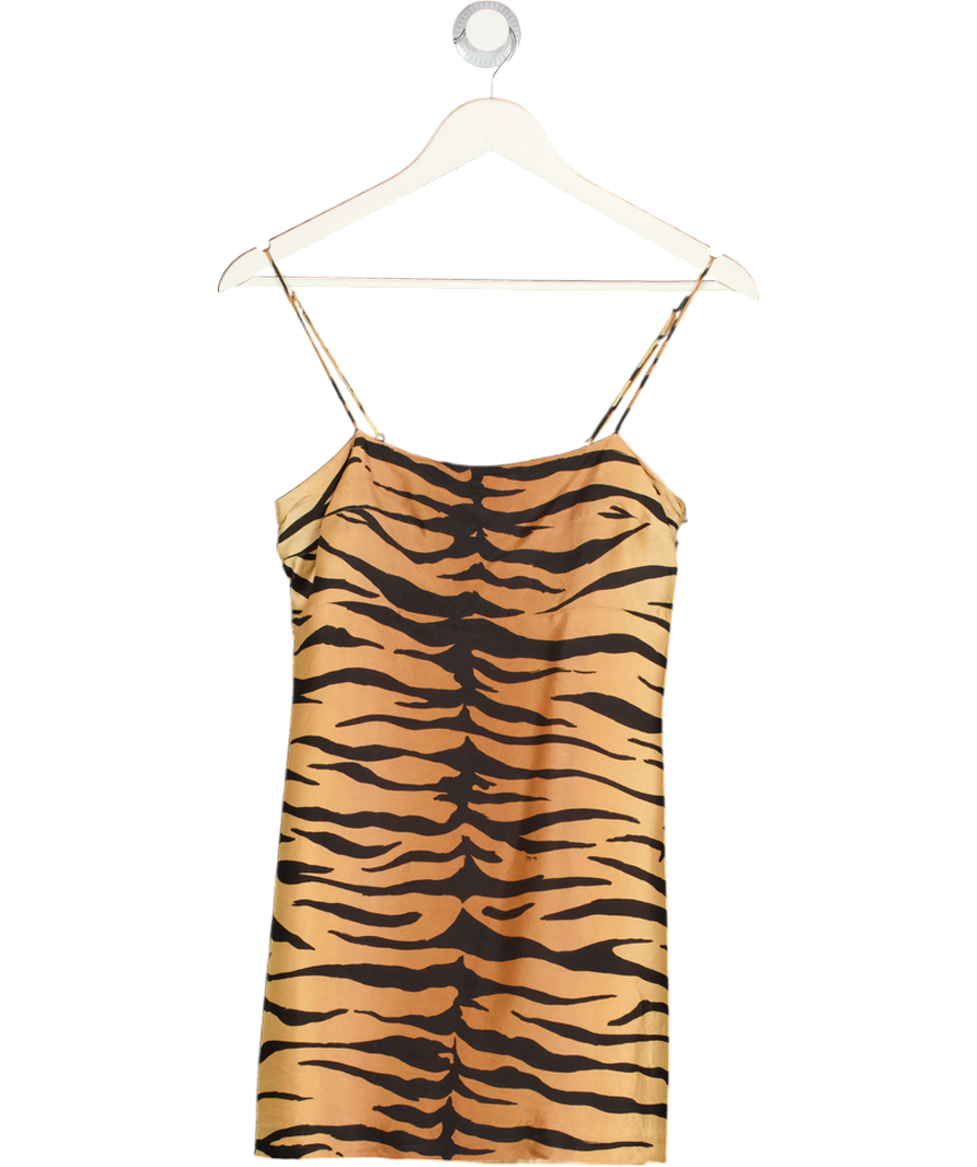 Réalisation Black / Brown Christy Tiger Print Silk Mini Dress UK S