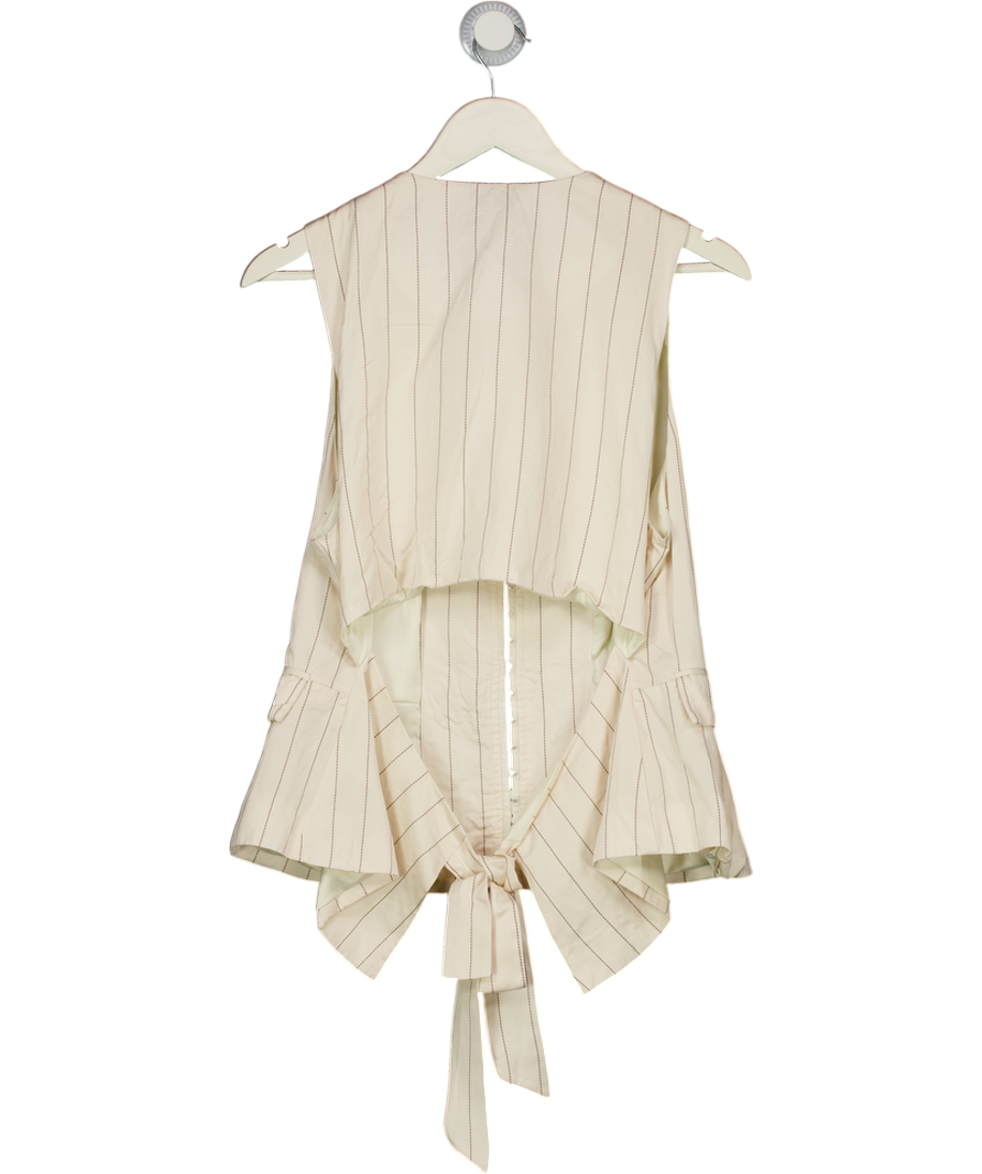 Mint Velvet Cream Stripe Tie Back Waistcoat UK 18