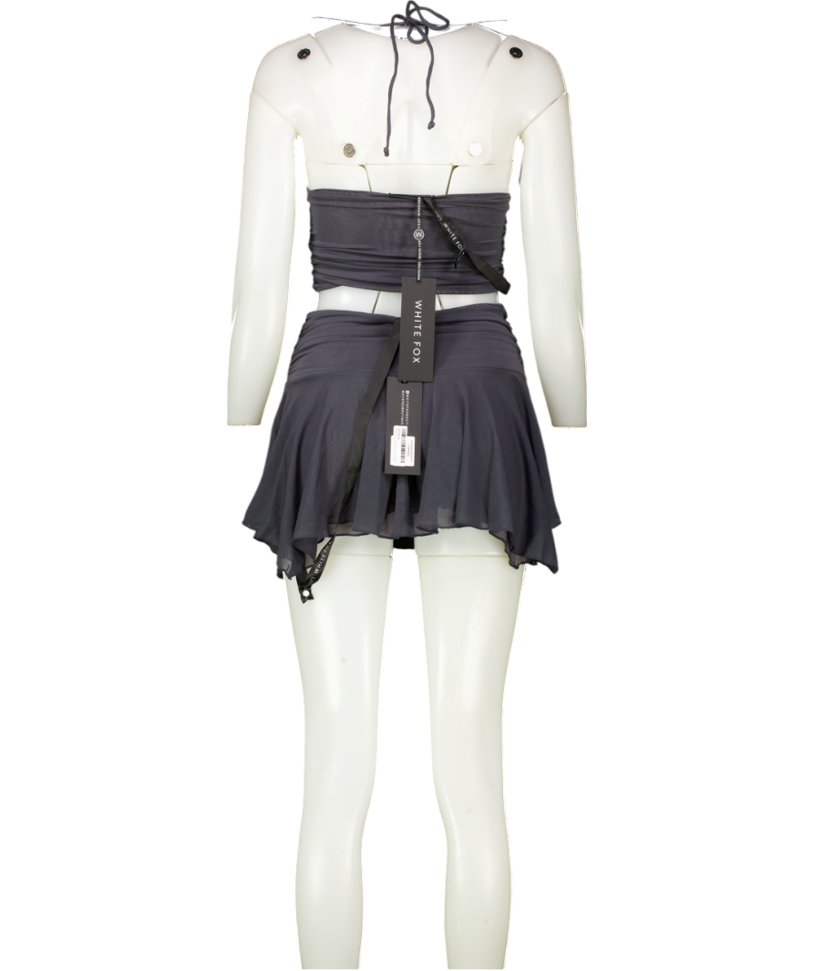 White Fox Grey To My Heart Halter Top And Skirt Set In Charcoal UK S