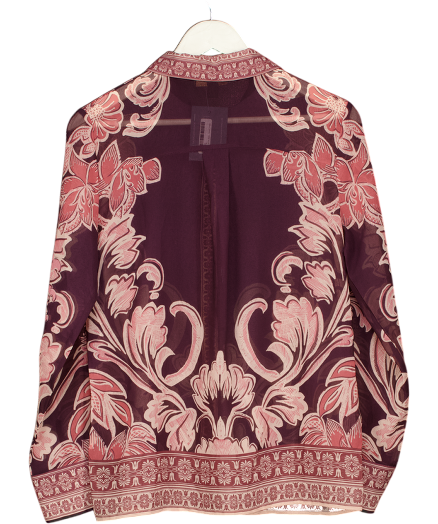 lipsy london Purple Chiffon Long Sleeve Button Through Blouse UK 10