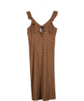NEW LOOK Brown Ruffle Strap Polka Dot Midi Dress UK 18
