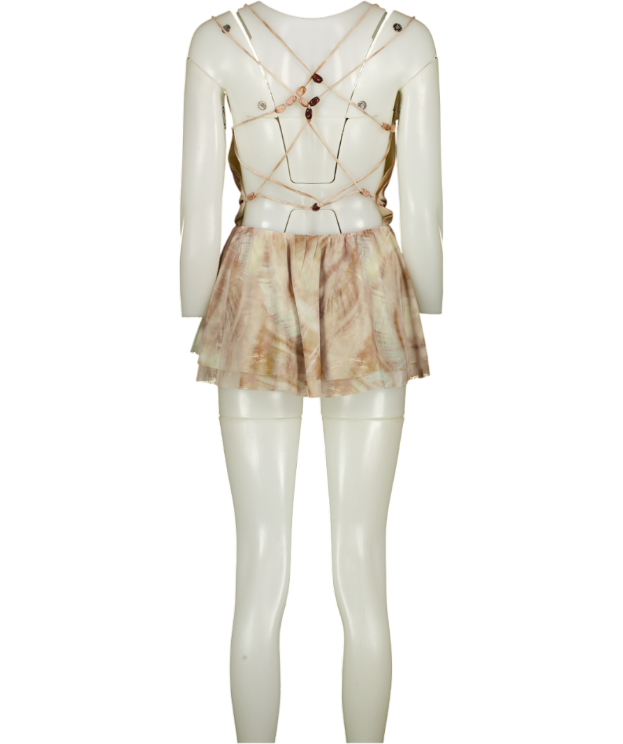 WHITE FOX Nude Mix Beaded Strap Mini Dress UK XS