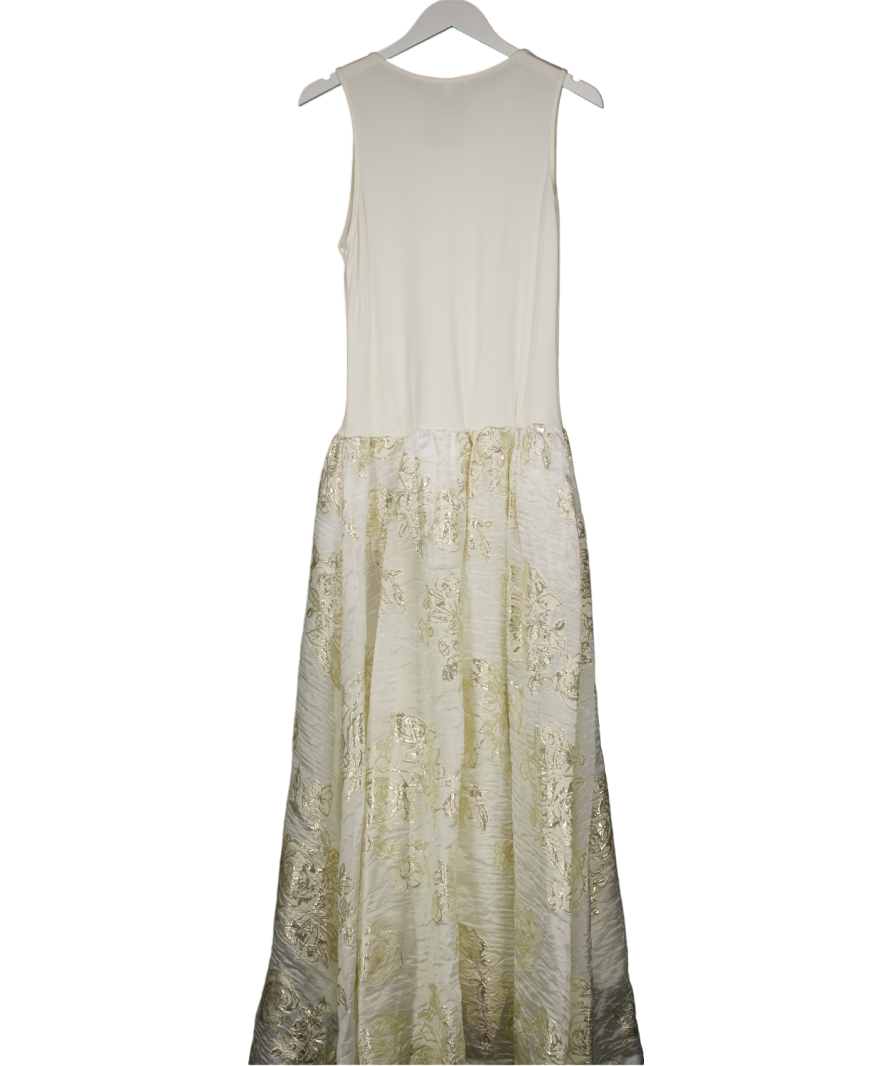 Dream Sister Jane Cream Sophia Ribbed-knit And Cloqué Maxi Dress UK M