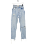 REFORMATION Blue Stevie Ultra High Rise Ripped Knee Jeans W23