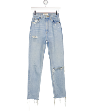 REFORMATION Blue Stevie Ultra High Rise Ripped Knee Jeans W23