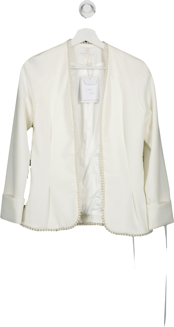 Aavelle White Pearl Trim Jacket UK S