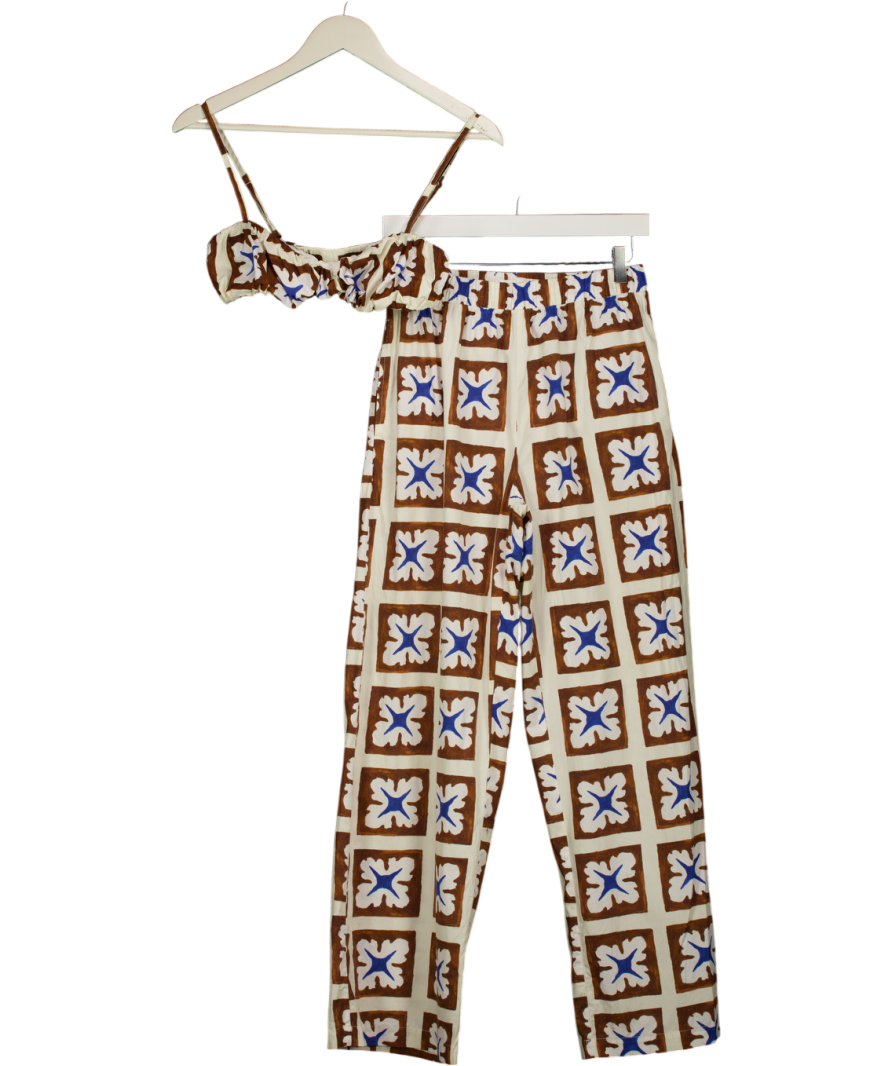 VENROY White & Brown & Blue Summer Co - Ord UK S