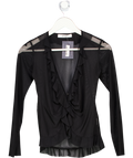 GIMAGUAS Black Sheer Frill Top UK S