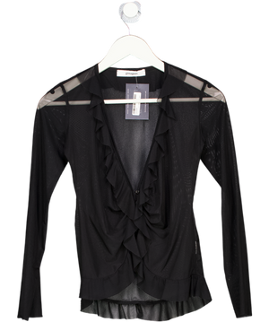 GIMAGUAS Black Sheer Frill Top UK S