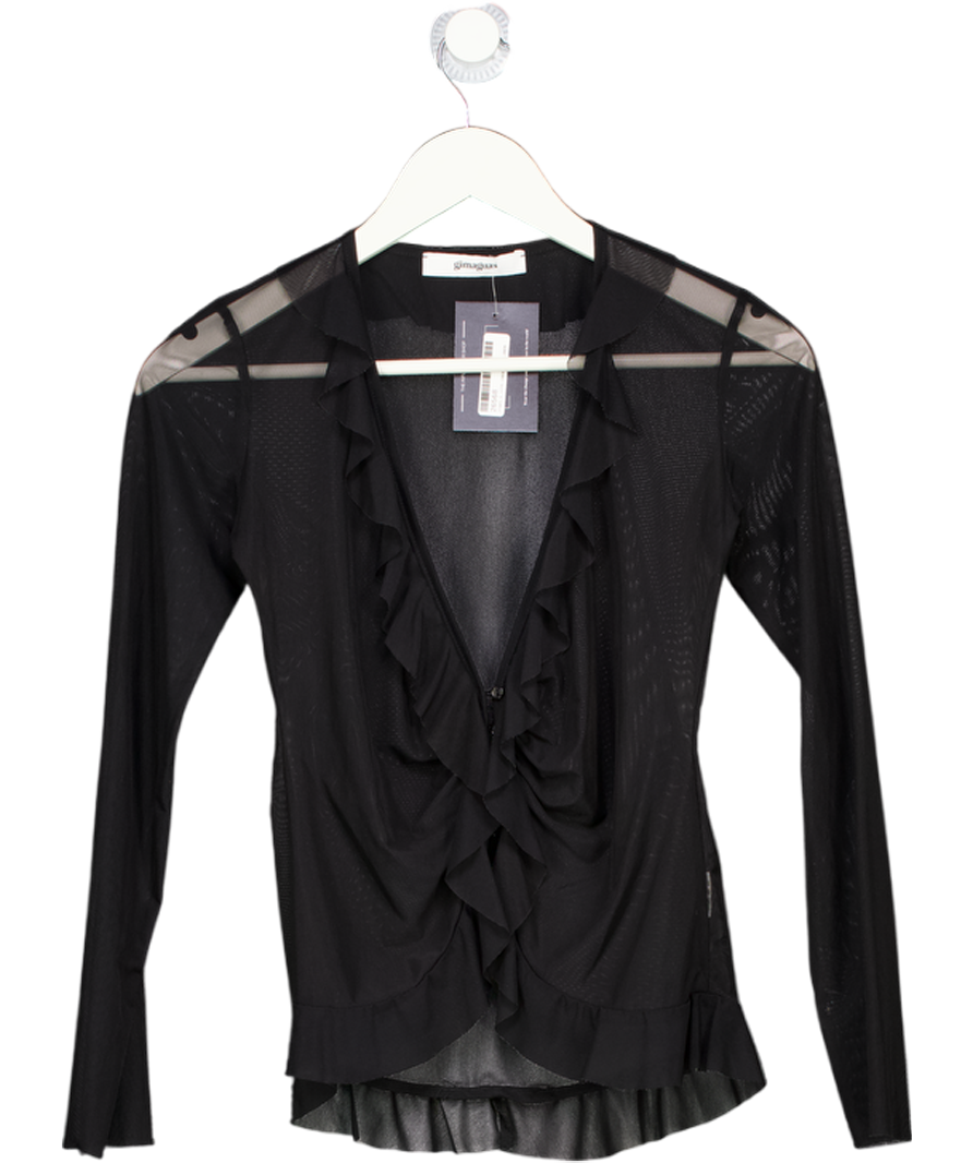 GIMAGUAS Black Sheer Frill Top UK S