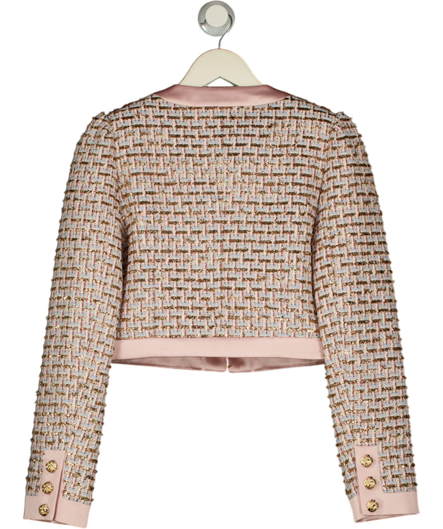 NADINE MERABI Pink Sparkle Tweed Remy Jacket UK 8