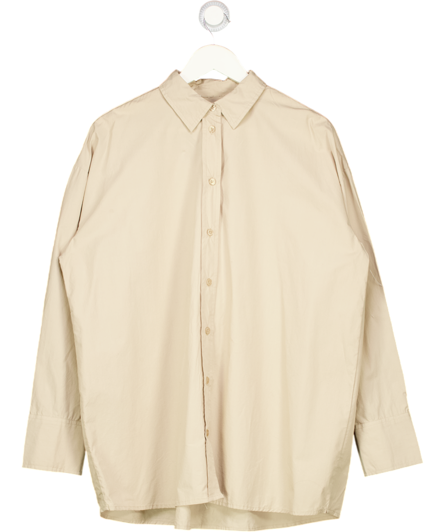 NA-KD Beige Linen Wide Sleeve Shirt UK 10