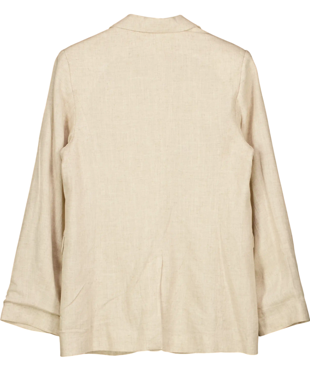 H&M Beige Linen Blend Single Breasted Blazer UK XS