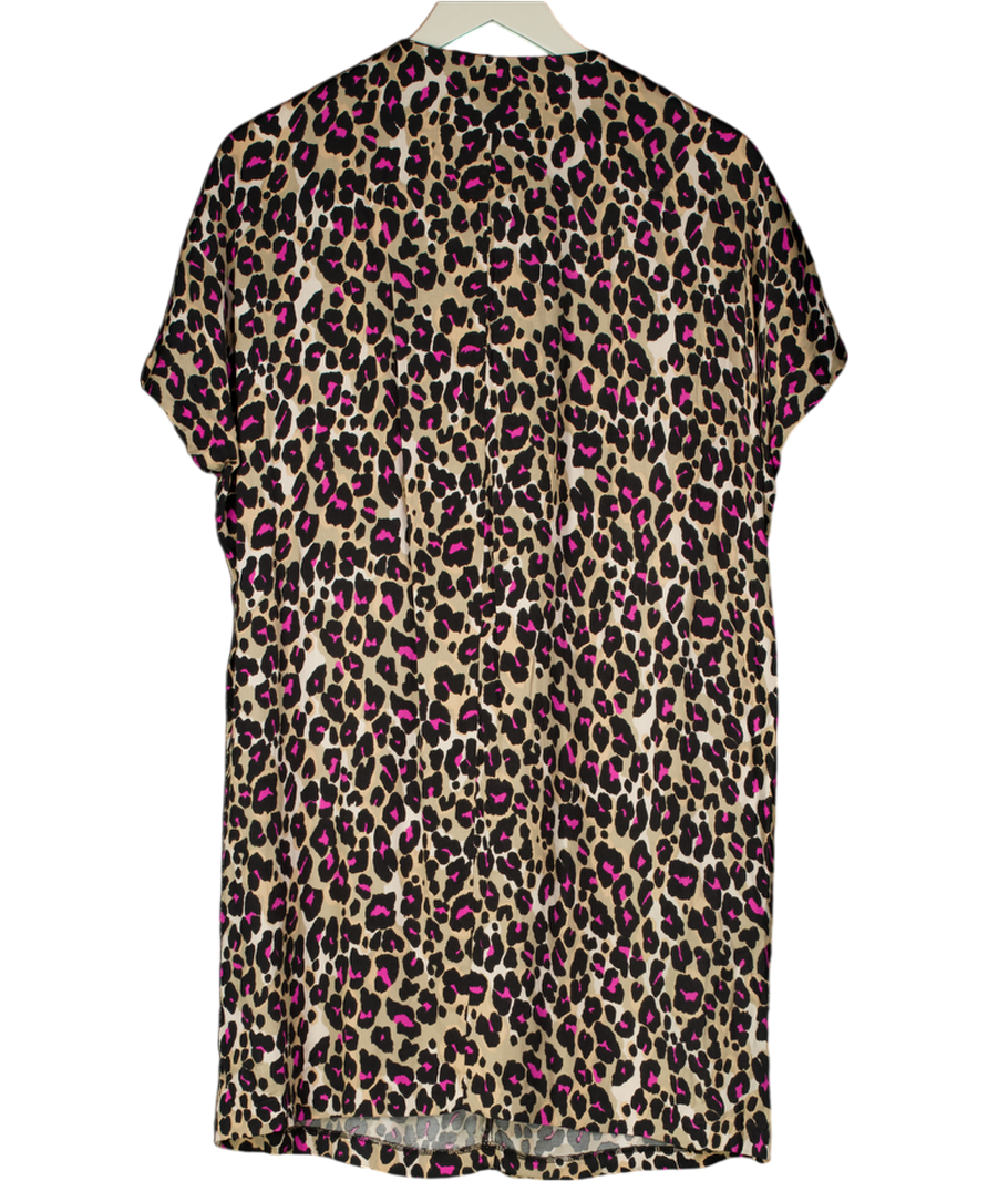 Hush Brown / Pink Leopard Print Dress UK 10
