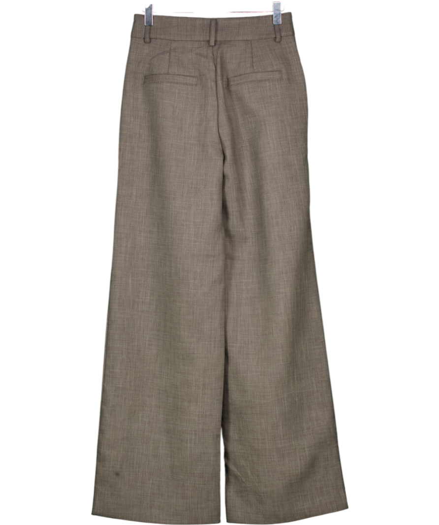 MESHKI Natalie Textured Wide Leg Pant - Brownish Grey UK XXS