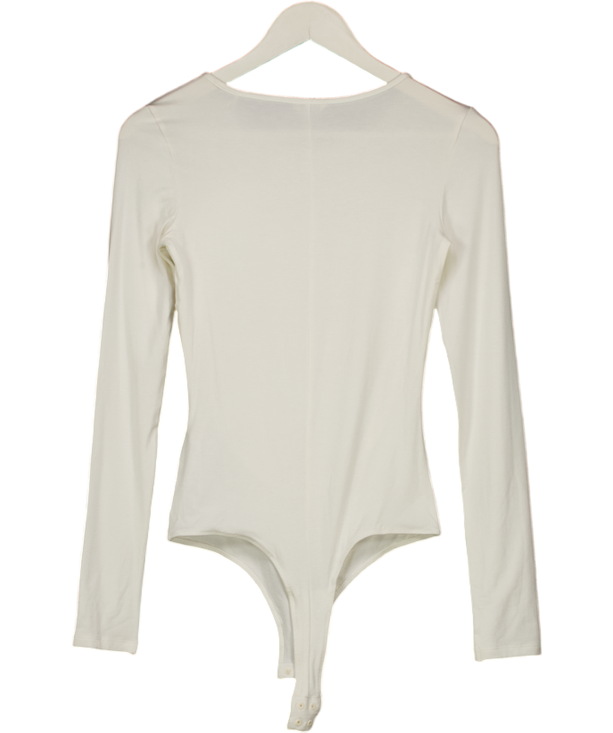 GUESS Ivory White Crystal Embellished Logo Bodysuit UK XS