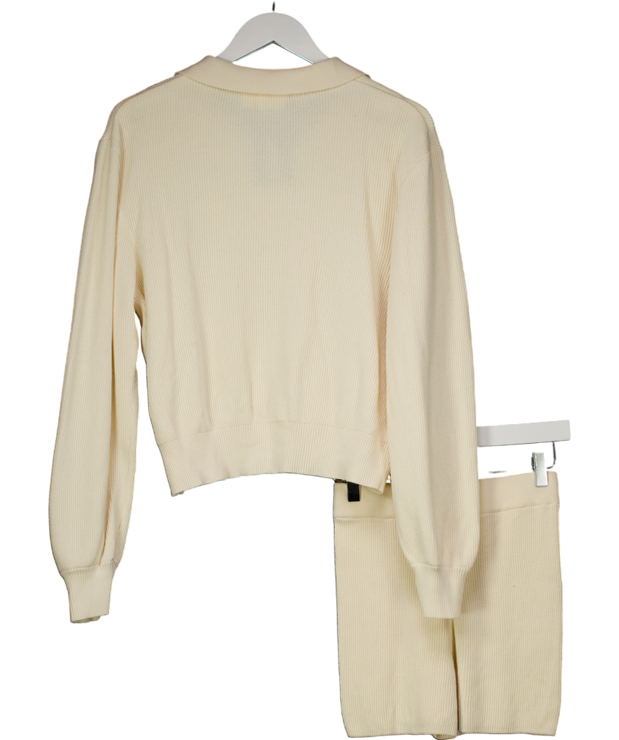 The Couture Club Cream Knitted Button Through Polo And Short Set UK 12