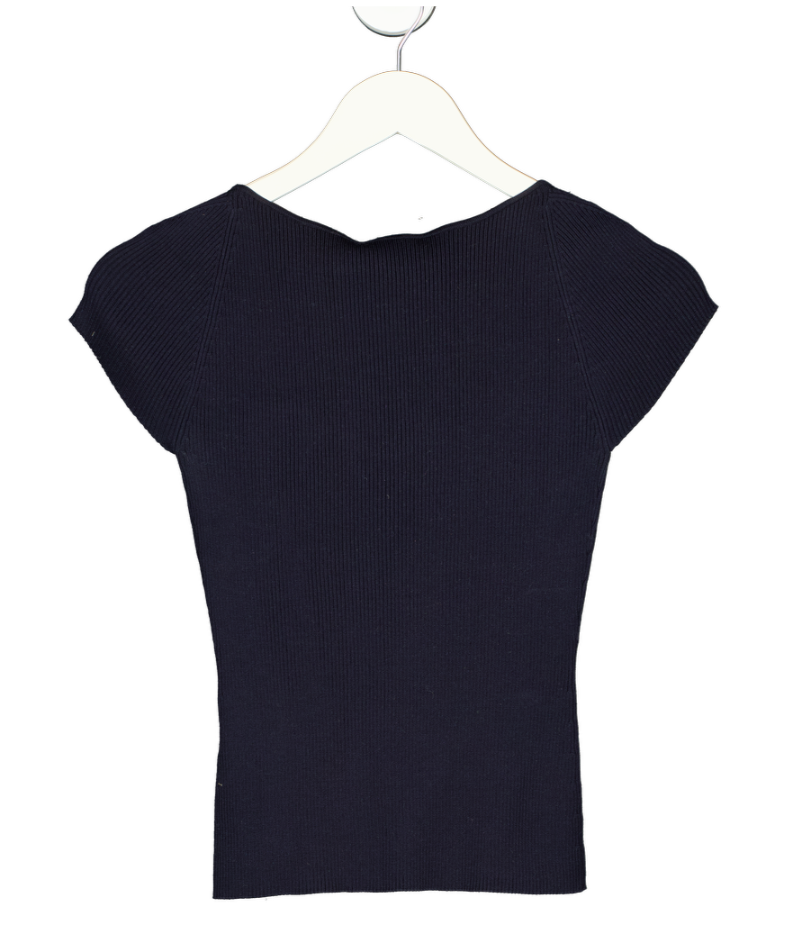 LilySilk Navy Knitted Top UK S