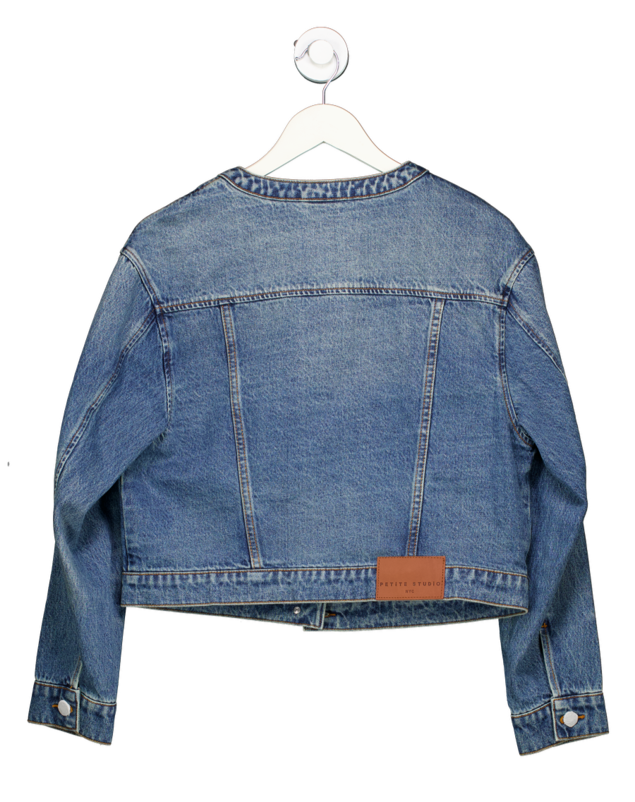 Petite Studio NYC Blue High-Waisted Denim Jacket UK XS