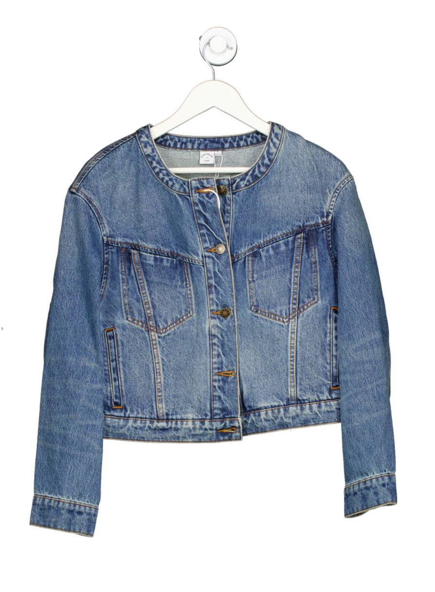 Petite Studio NYC Blue High-Waisted Denim Jacket UK XS