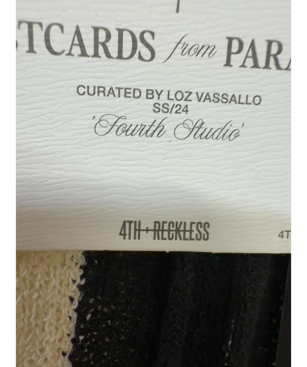 4th & Reckless Black Cuba Knitted Stripe Beach Trouse, size UK 8 — detail