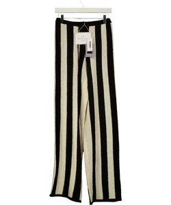 4th & Reckless Black Cuba Knitted Stripe Beach Trouse, size UK 8 — front