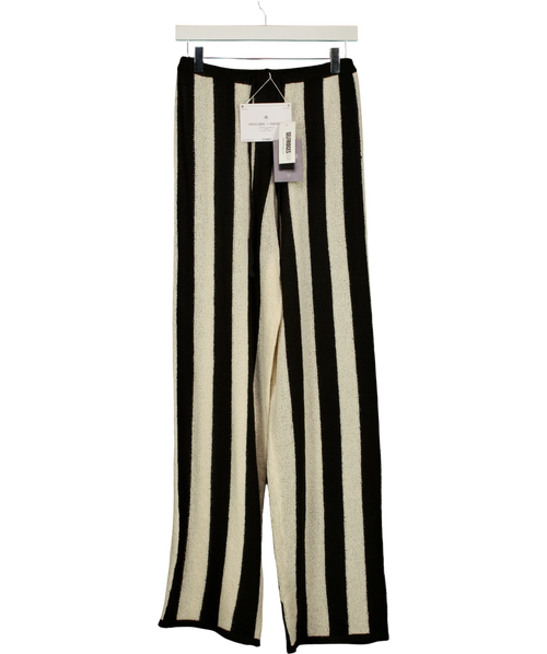 4th & Reckless Black Cuba Knitted Stripe Beach Trouse, size UK 8 — front
