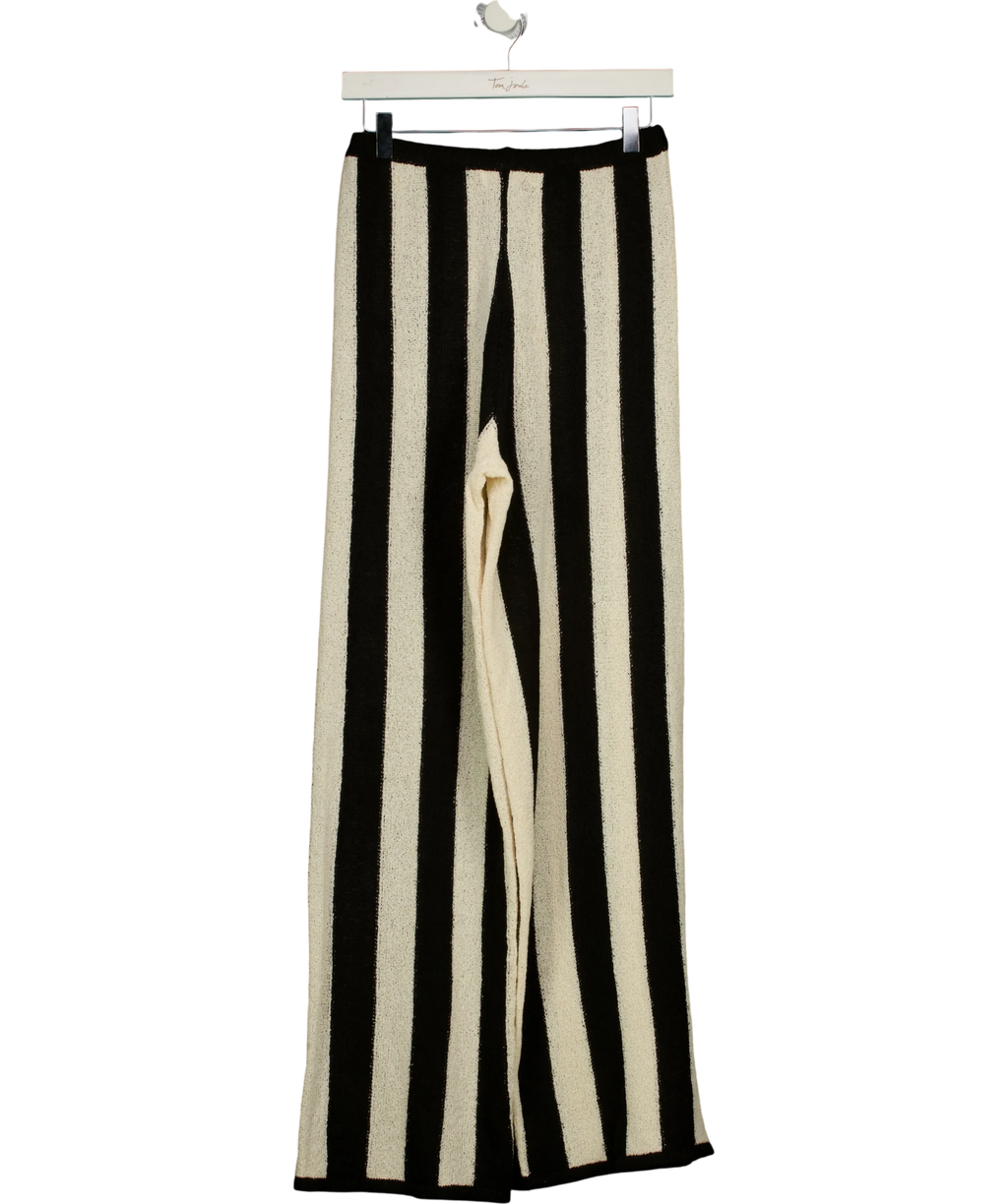 4th & Reckless Black Cuba Knitted Stripe Beach Trouse, size UK 8 — back